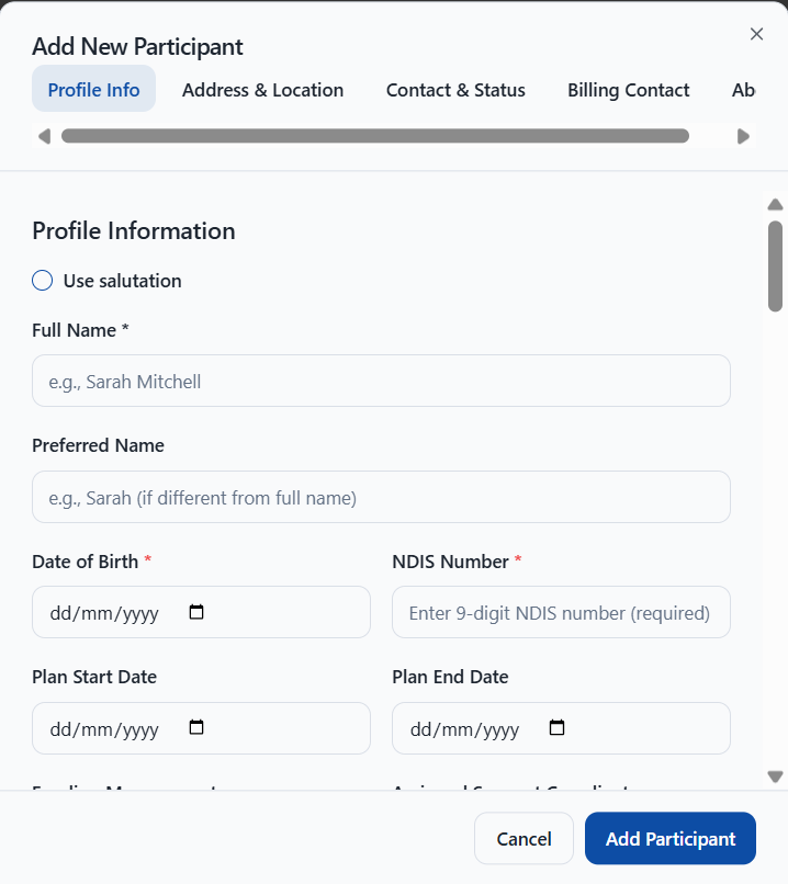 Capture NDIS and plan details in NITComply NDIS participant onboarding software