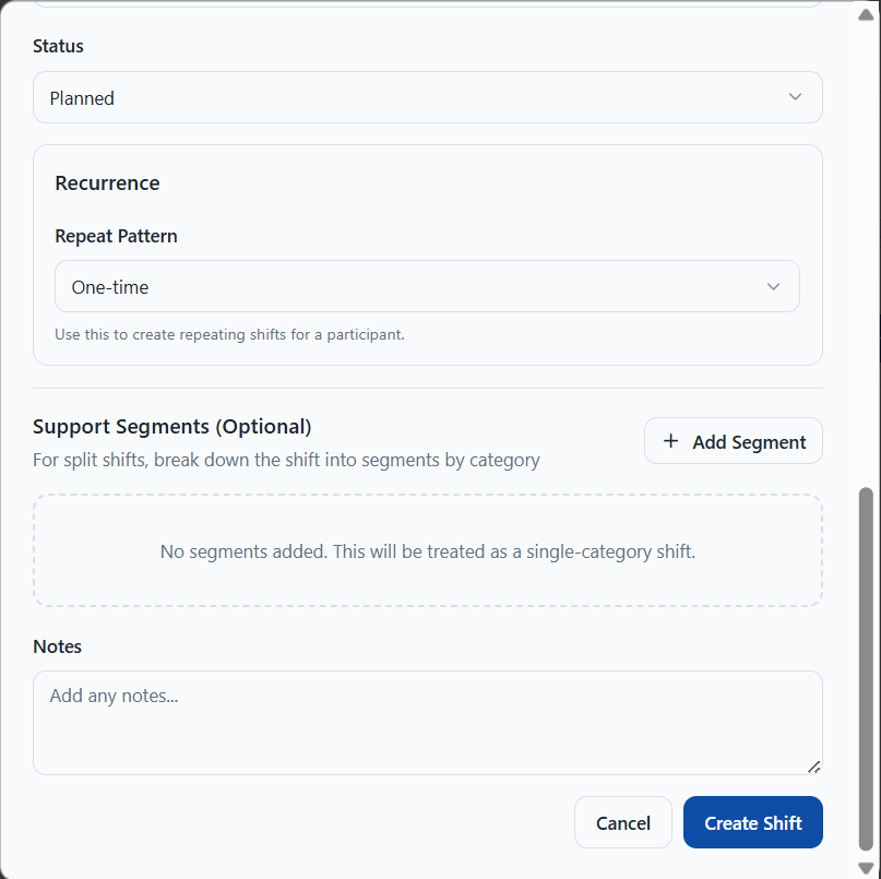 Repeating shifts and split shifts in NITComply
