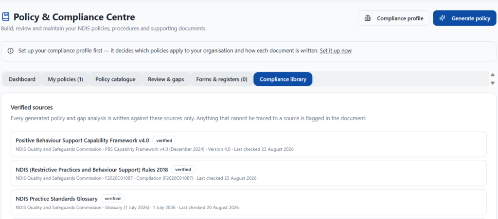 Policies written against verified sources - NITComply compliance library sources